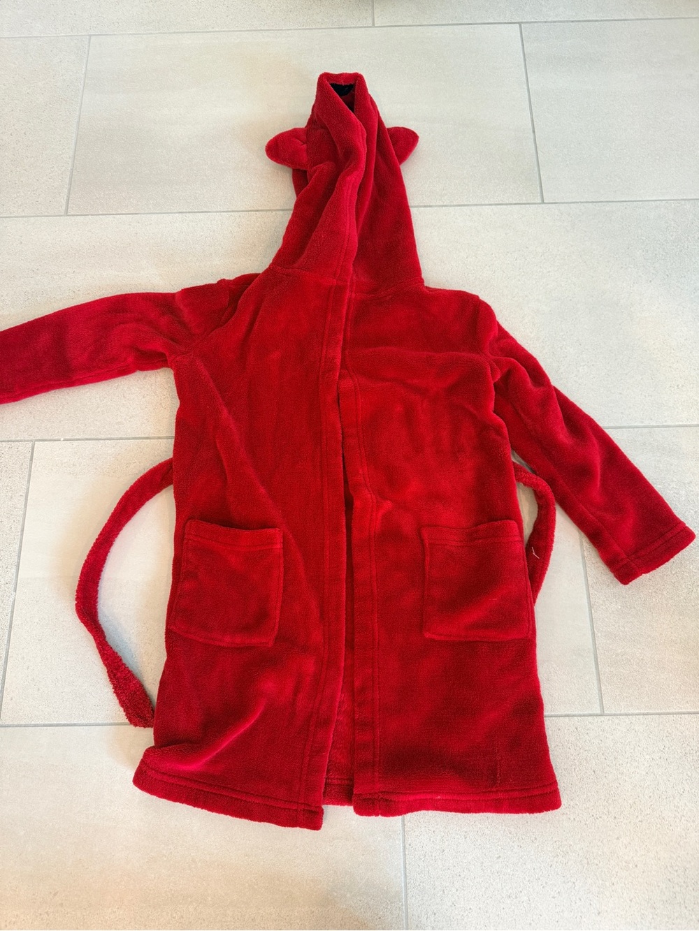 dip Red Kids Hooded Bathrobe with Pockets